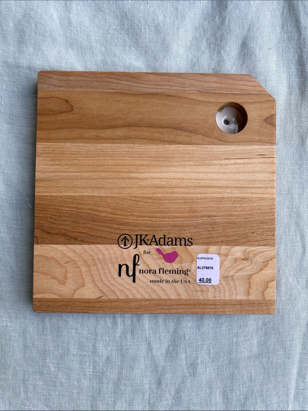 NWT Nora Fleming x JK Adams 8" x 8" maple wood cheese board - Picture 5 of 9